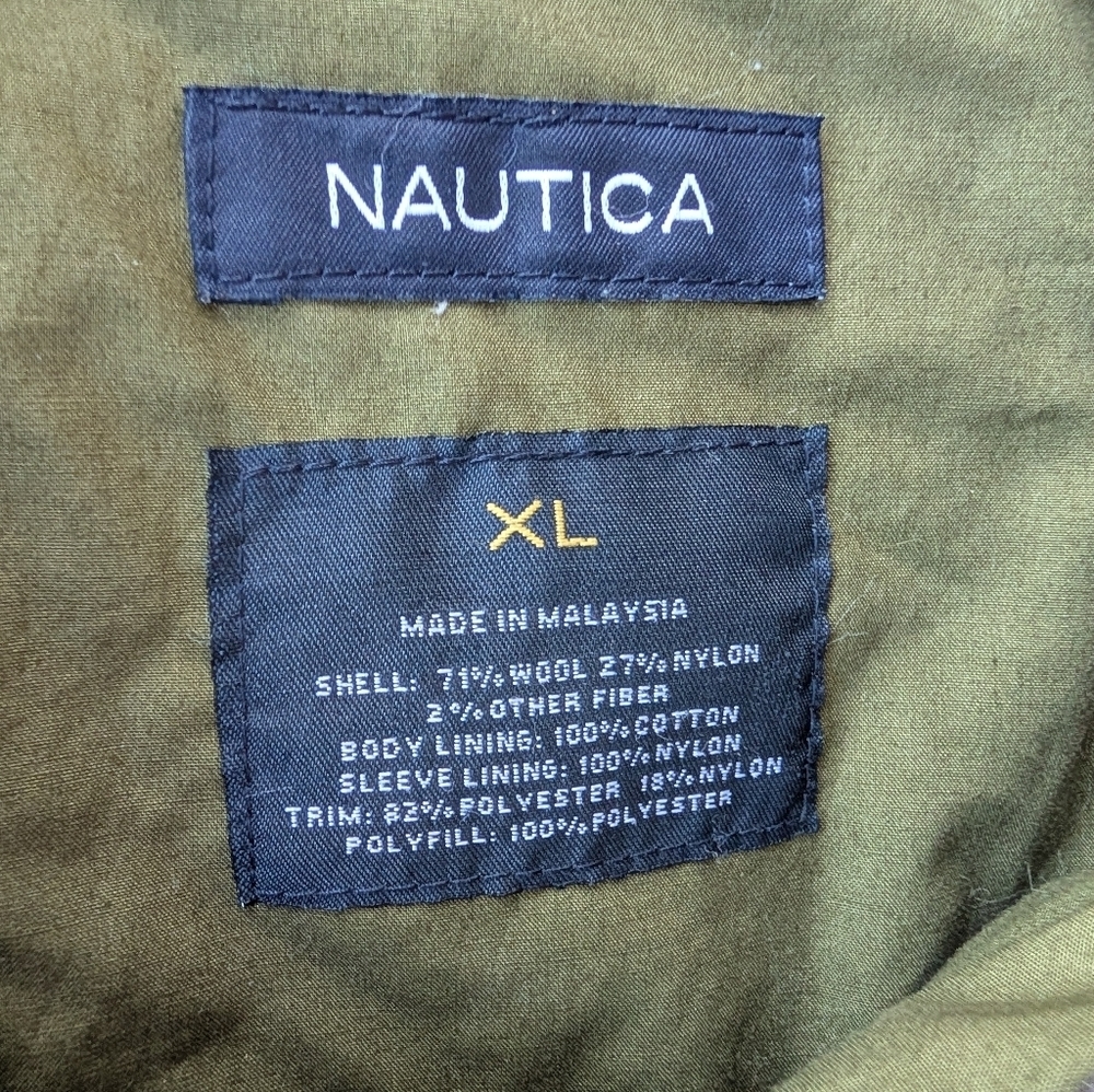 Nautica Men's Grey Wool Blend Lined Heavy Casual Everyday Jacket Coat Size XL - Picture 2 of 11